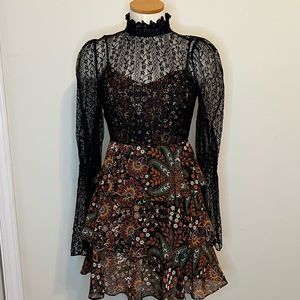 BCBGGeneration, floral print, lace overlay, size 0